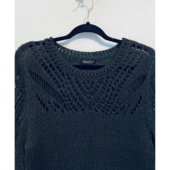 Lucky Brand Sweater Womens XL Charcoal Gray Pointelle Crew Neck Pullover - Picture 2 of 7